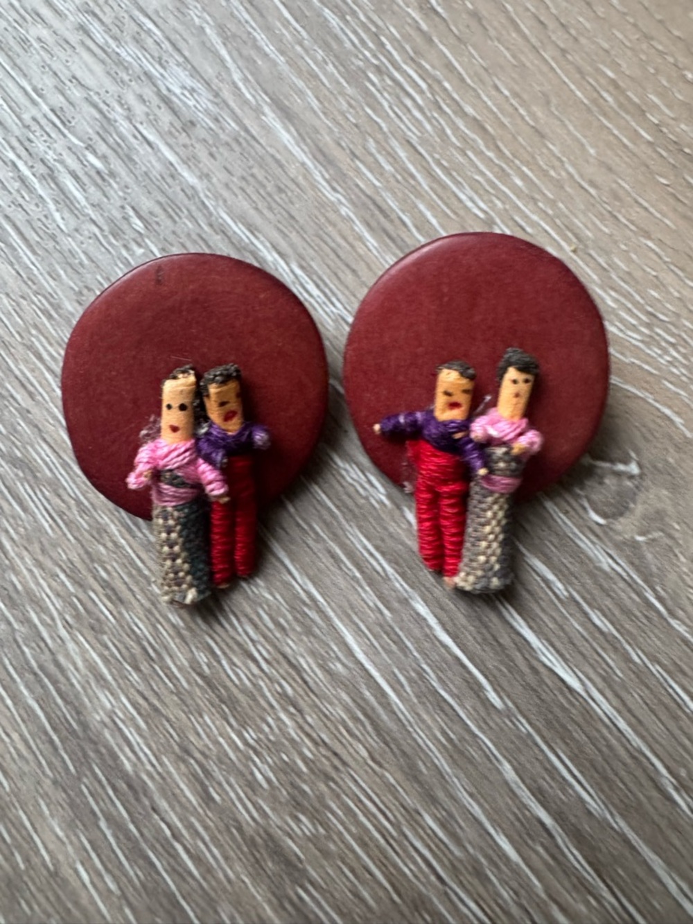 Guatemalan worry doll earrings